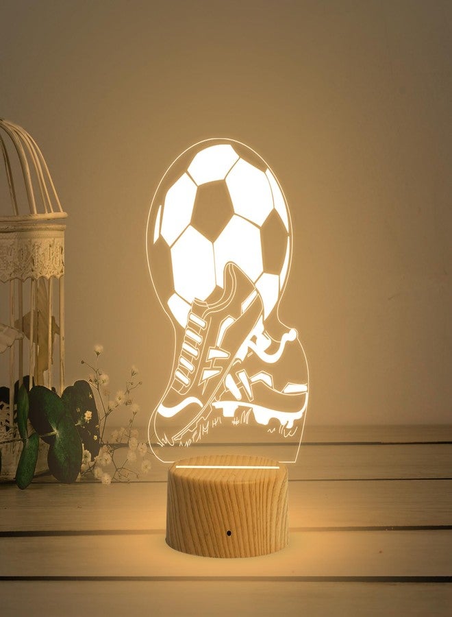 GIFTMEBAZAR 3D Illusion Football with Shoes Night Lamp with Warm White Light & On/Off Touch Button | USB Powered | Birthday Gifts for Footballer | Football Player Gift Lamp - Image 1